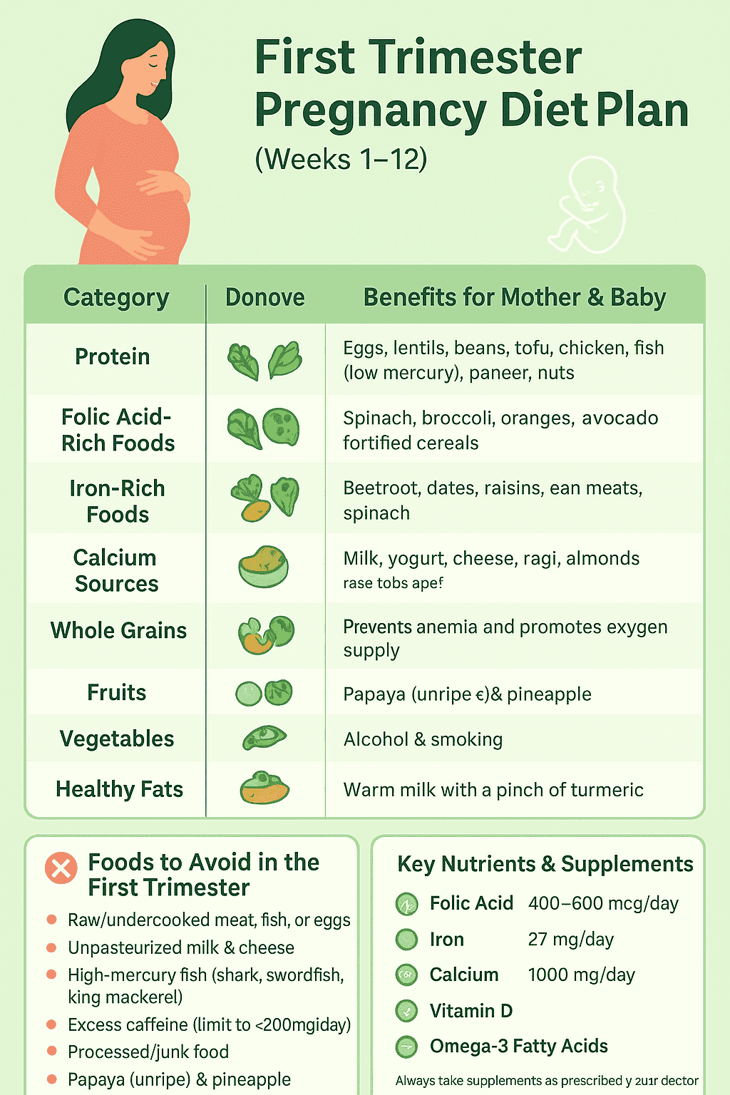 First trimester of Pregnancy Diet